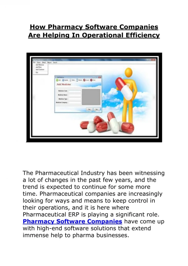 How Pharmacy Software Companies Are Helping In Operational Efficiency