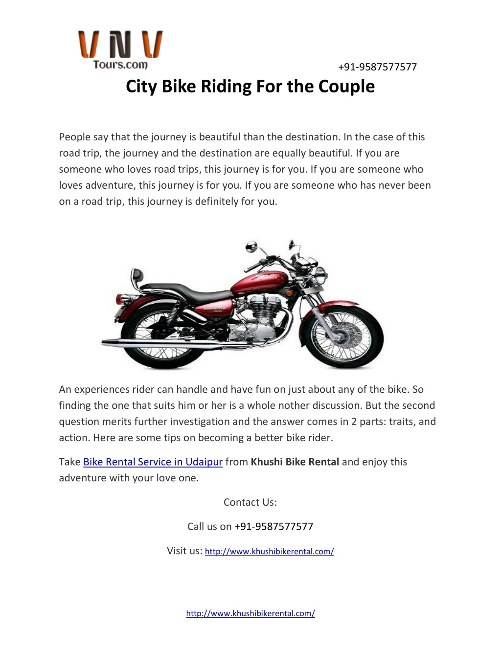 91 9587577577 city bike riding for the couple