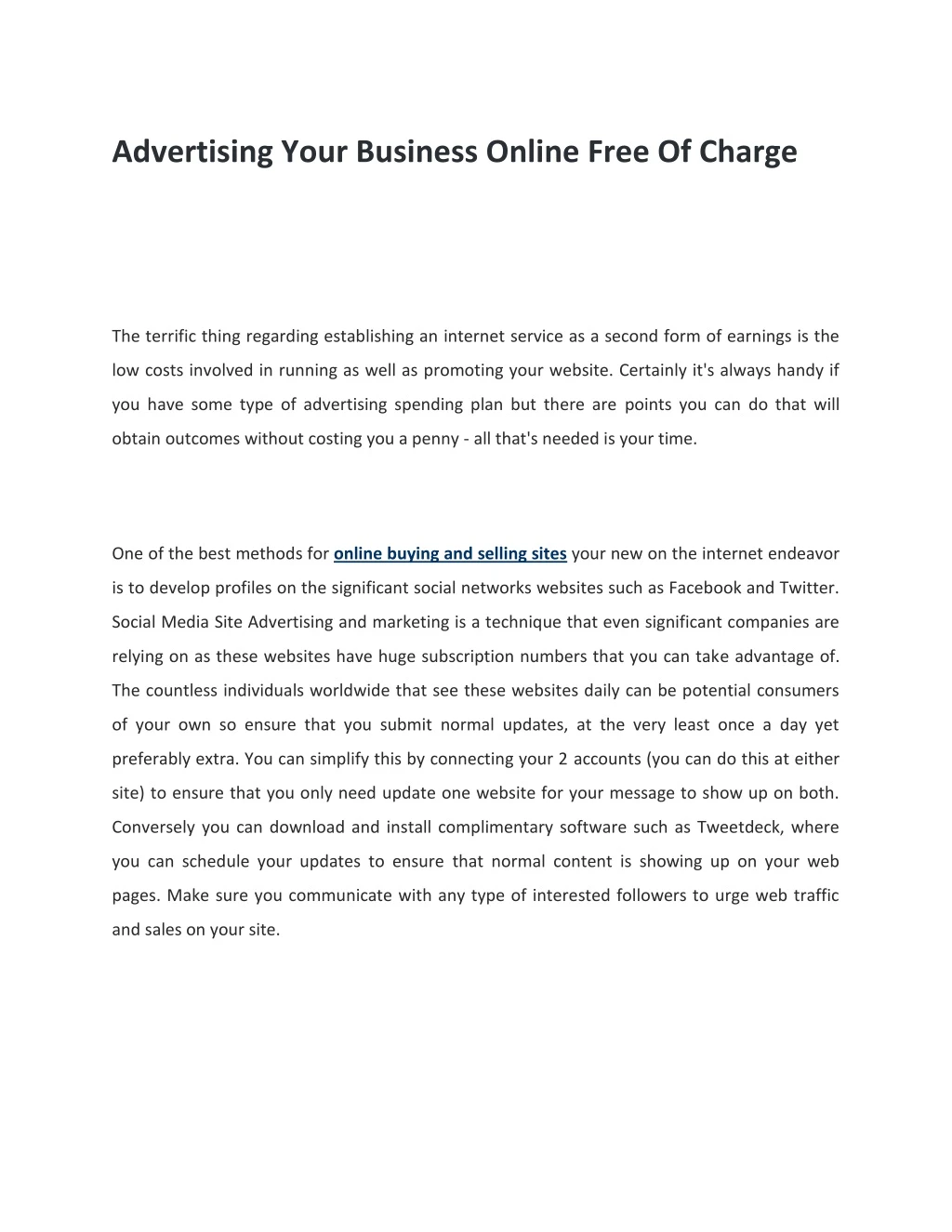 advertising your business online free of charge
