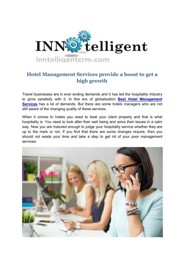 Hotel Management Services provide a boost to get a high growth