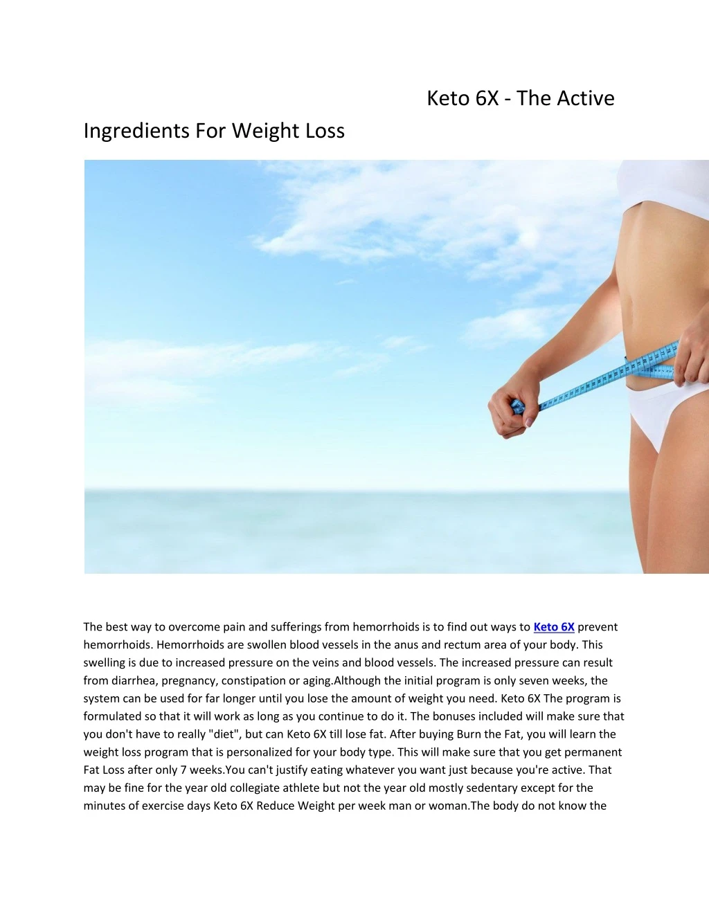 keto 6x the active ingredients for weight loss