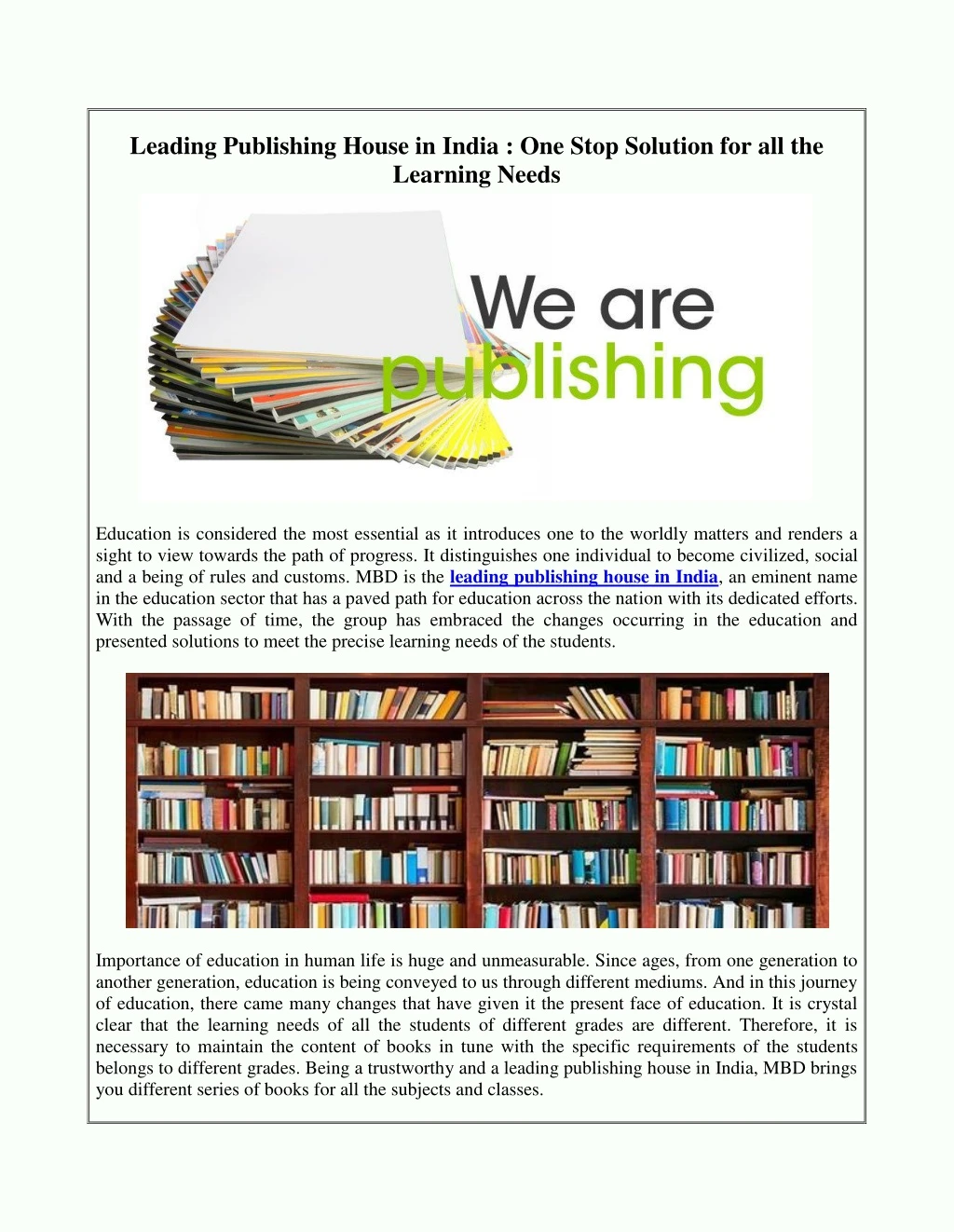 leading publishing house in india one stop