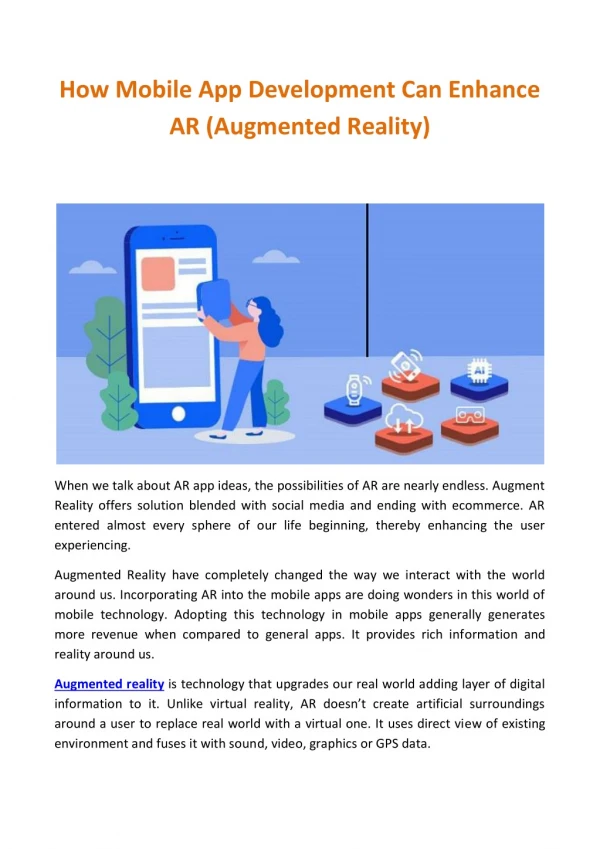 How Mobile App Development can enhance AR (Augmented Reality)