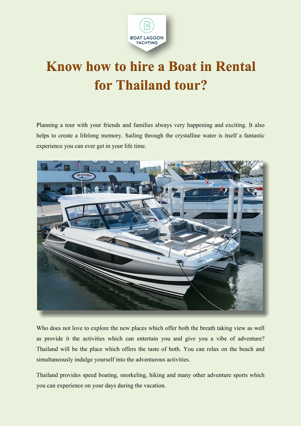 know how to hire a boat in rental for thailand