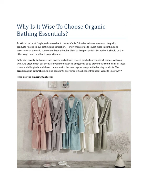Why Is It Wise To Choose Organic Bathing Essentials?