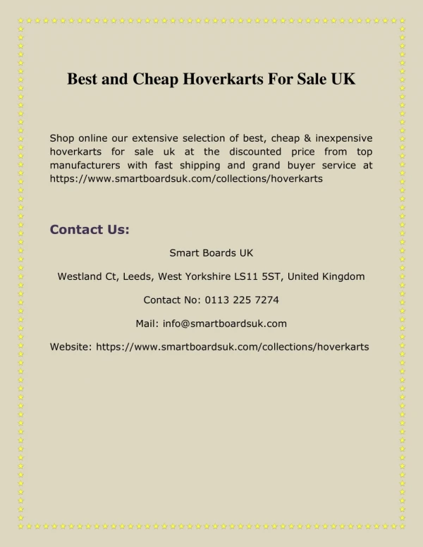 Best and Cheap Hoverkarts For Sale UK