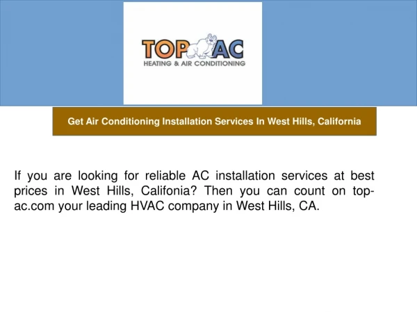 Air Conditioning Installation WestHills