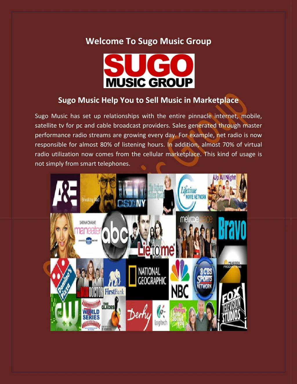 welcome to sugo music group