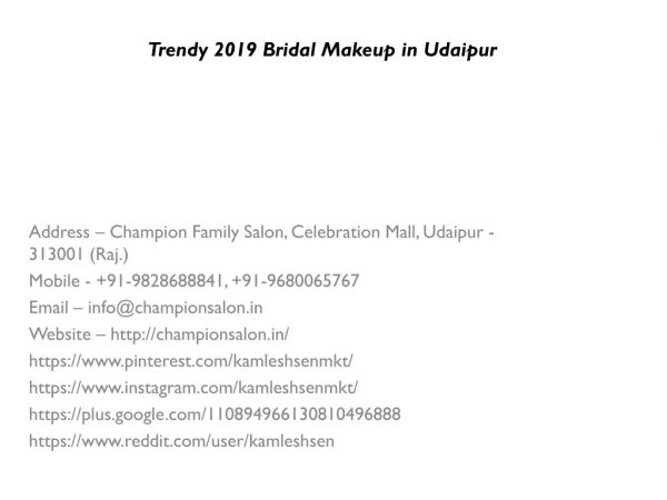 Trendy 2019 bridal makeup in udaipur