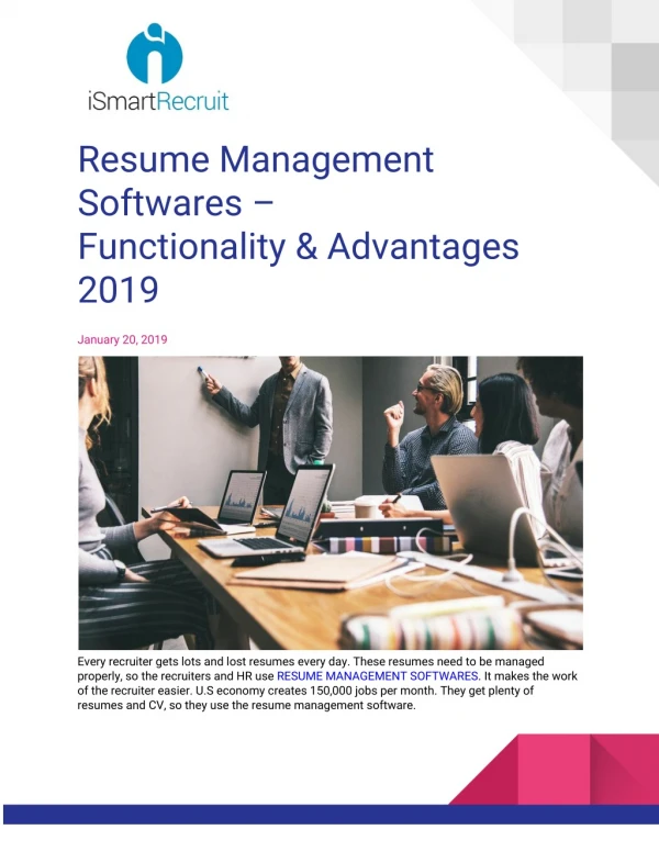 Resume Management Software – Functionality & Advantages 2019