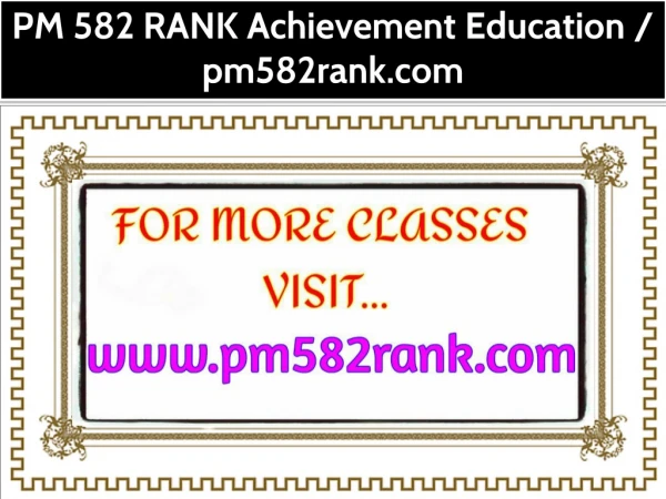 PM 582 RANK Achievement Education / pm582rank.com