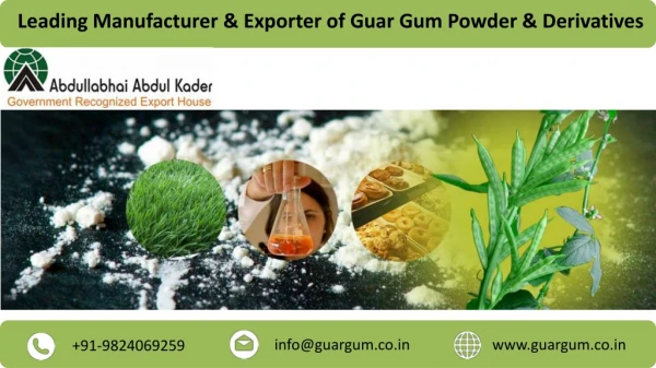 Leading Manufacturer & Exporter of Guar Gum Powder & Derivatives