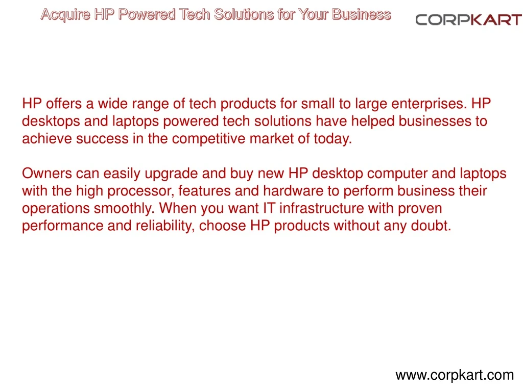 acquire hp powered tech solutions for your