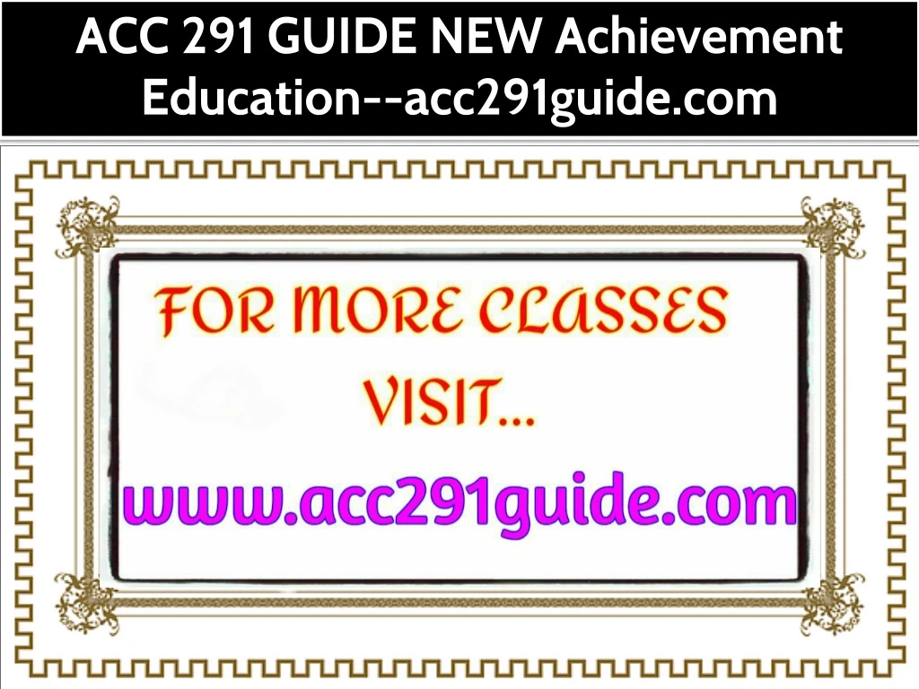 acc 291 guide new achievement education