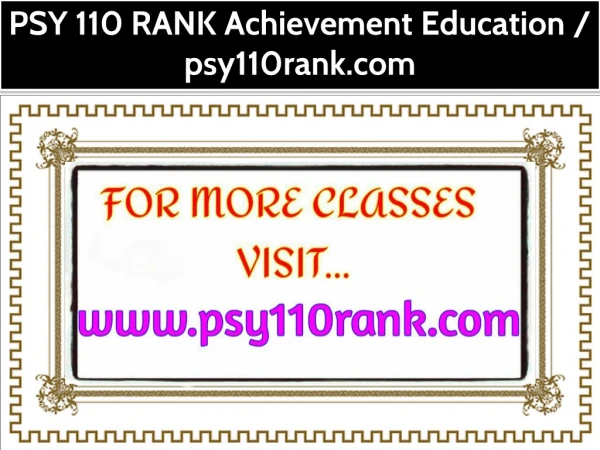 PSY 110 RANK Achievement Education / psy110rank.com