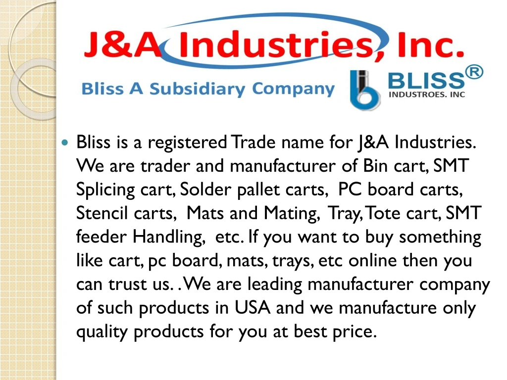 bliss is a registered trade name
