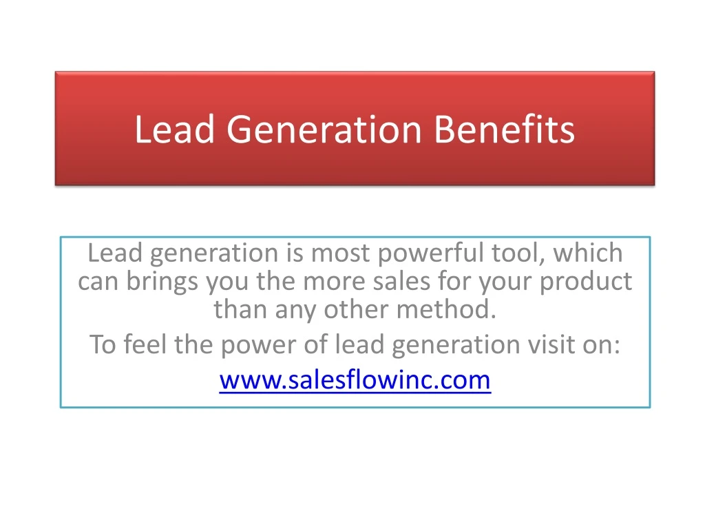 lead generation benefits
