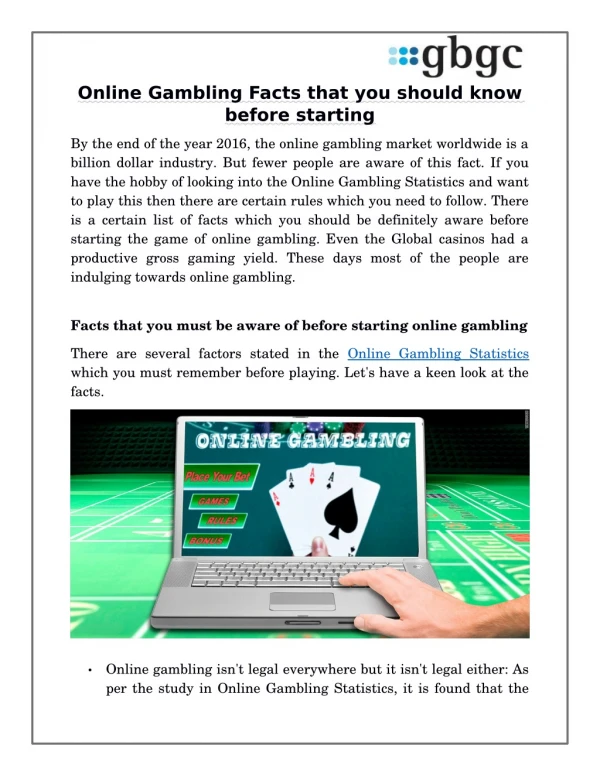 Online Gambling Facts that you should know before starting