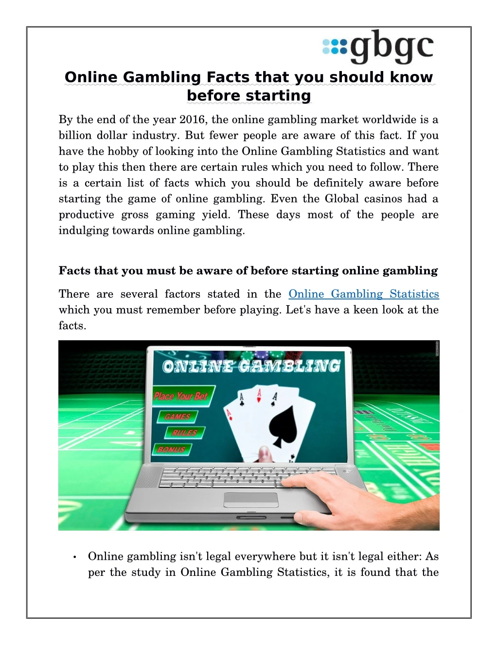 online gambling facts that you should know before