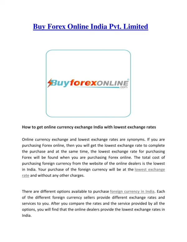 How to get online currency exchange India with lowest exchange rates