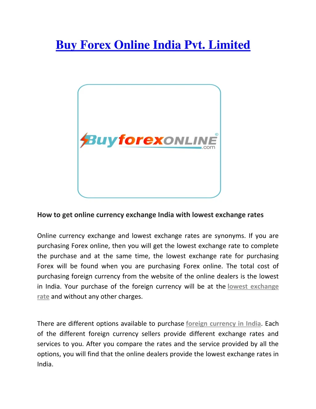buy forex online india pvt limited
