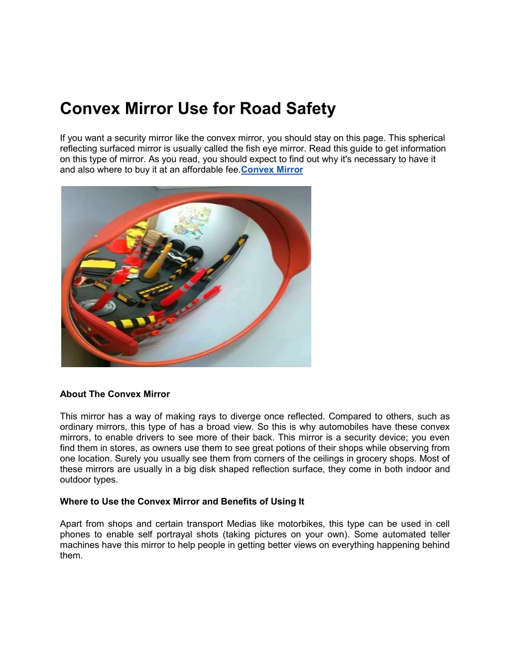 convex mirror use for road safety