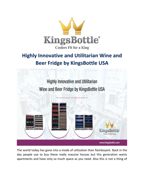 Highly Innovative and Utilitarian Wine and Beer Fridge by KingsBottle USA
