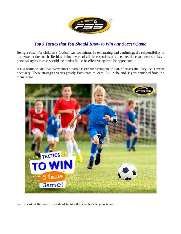 Top 5 Tactics that You Should Know to Win any Soccer Game