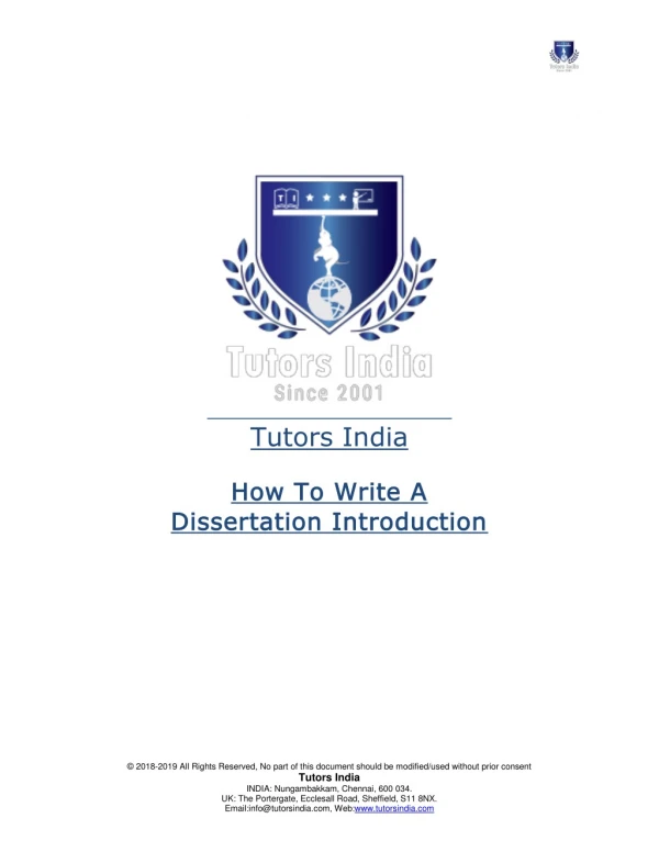 How to write a dissertation introduction | TutorsIndia