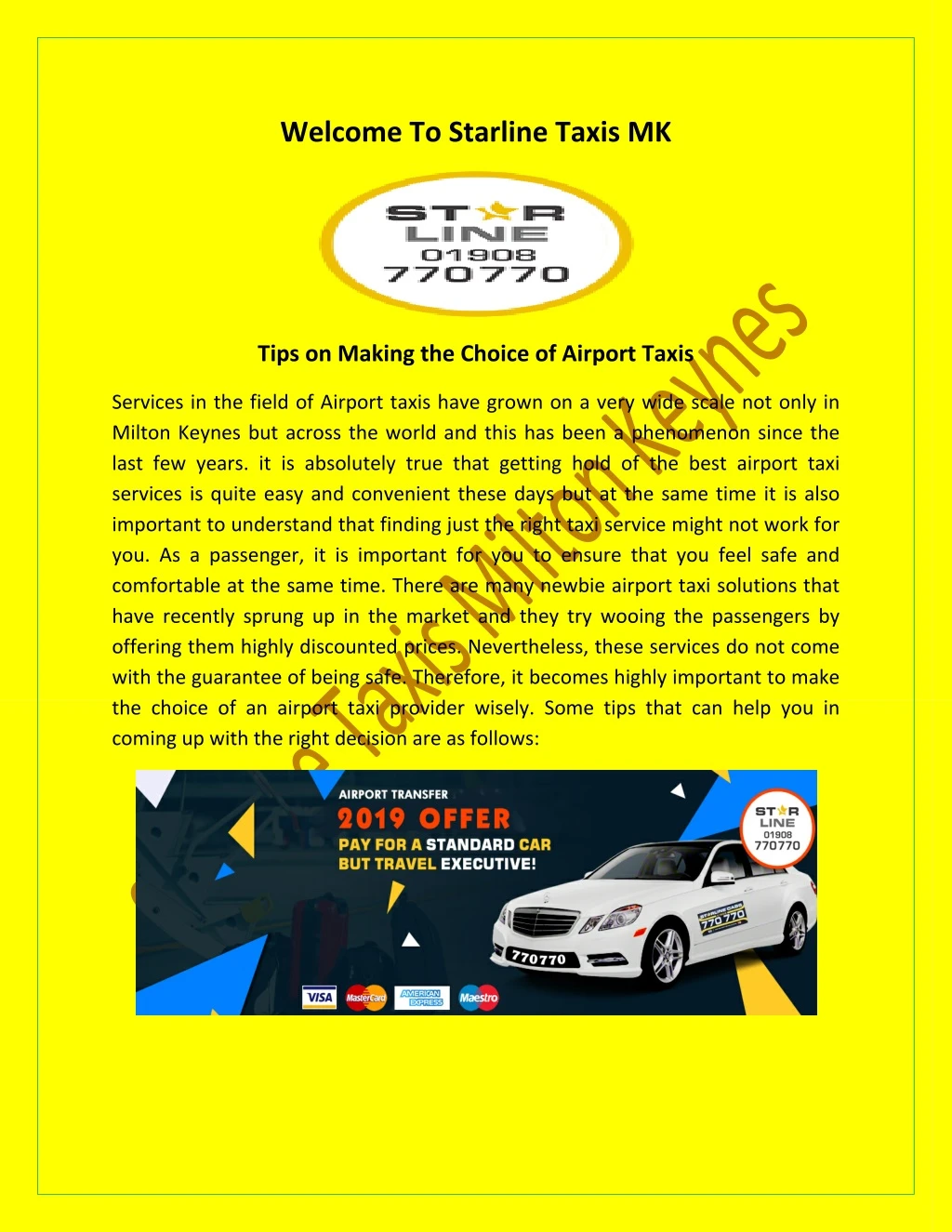 welcome to starline taxis mk