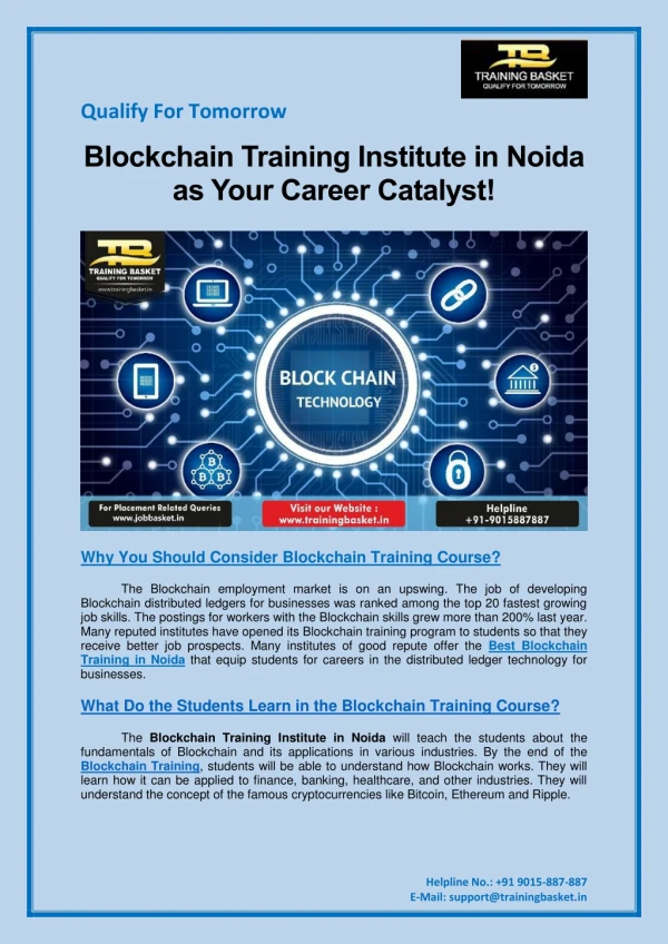 Blockchain Training Institute in Noida as Your Career Catalyst!