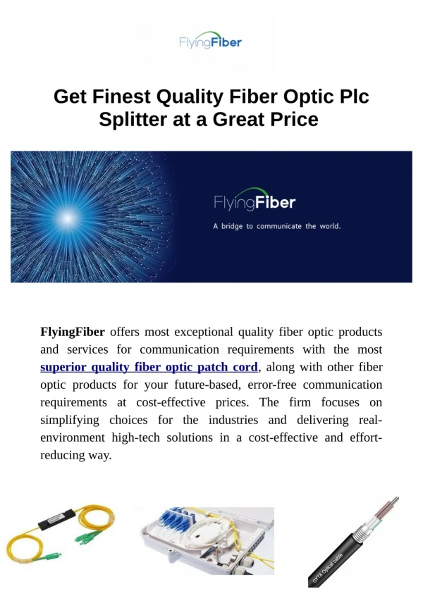 Get Finest Quality Fiber Optic Plc Splitter at a Great Price