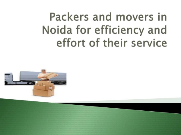 Packers and movers in Noida for efficiency and effort of their service