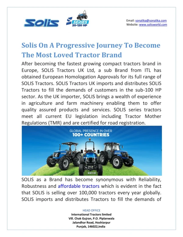 Solis On A Progressive Journey To Become The Most Loved Tractor Brand