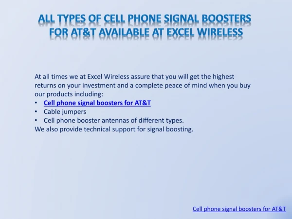 All Types Of Cell Phone Signal Boosters For AT&T Available At Excel Wireless