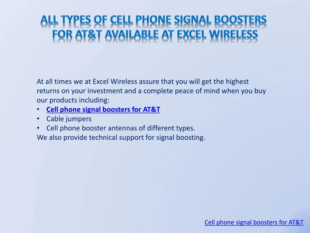 all types of cell phone signal boosters