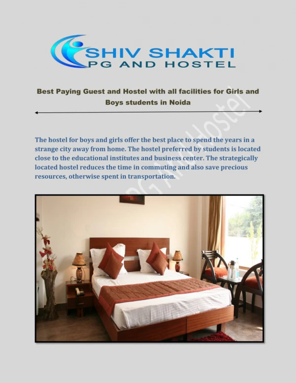 Best Paying Guest and Hostel with all facilities for Girls and Boys students in Noida