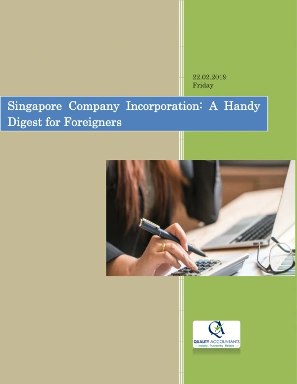 Singapore Company Incorporation: A Handy Digest for Foreigners