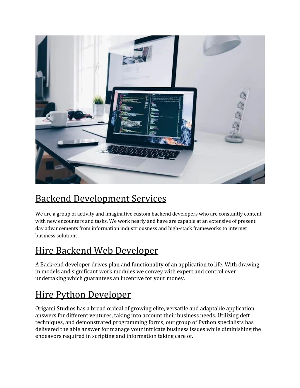 backend development services