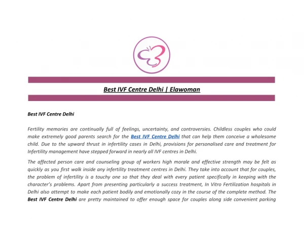 Best IVF Centre Delhi | Elawoman