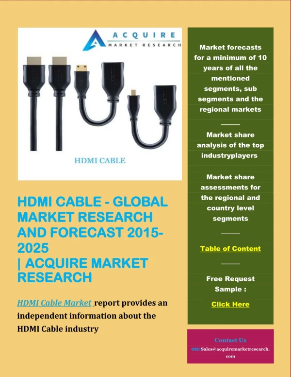 HDMI Cable - Global Market Research and Forecast 2015-2025