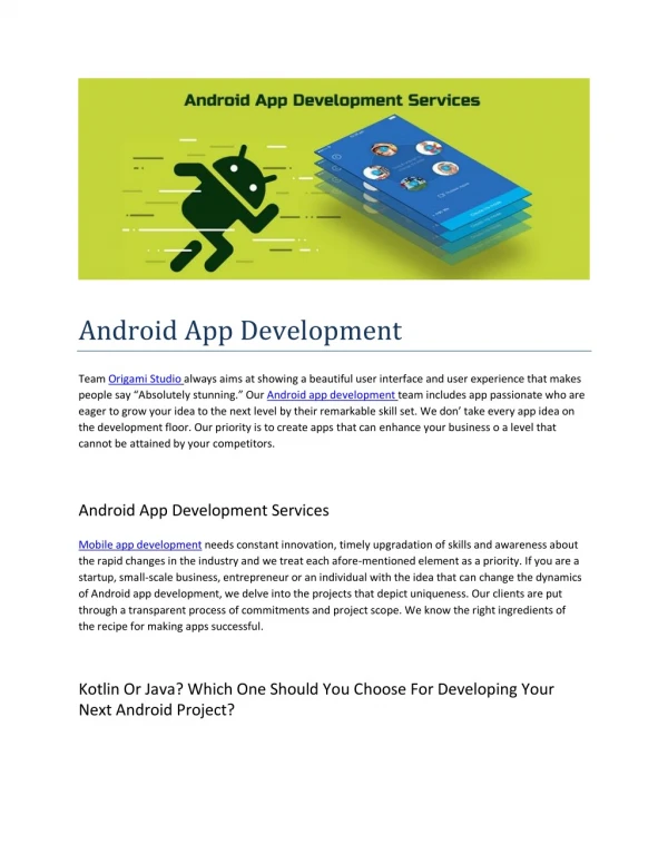Android development services - Origami Studios