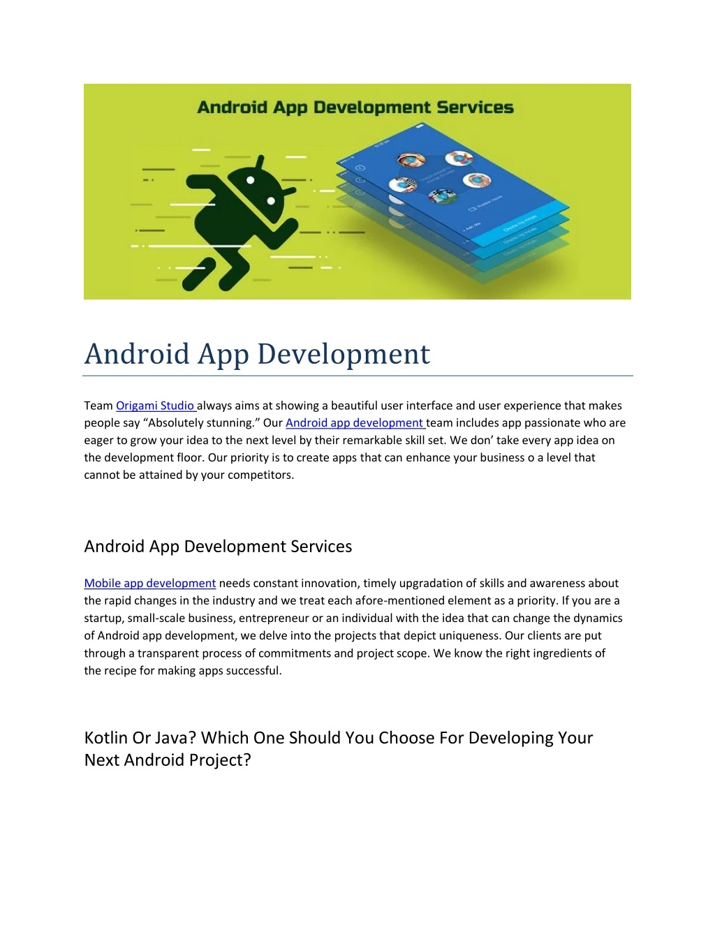 android app development team origami studio