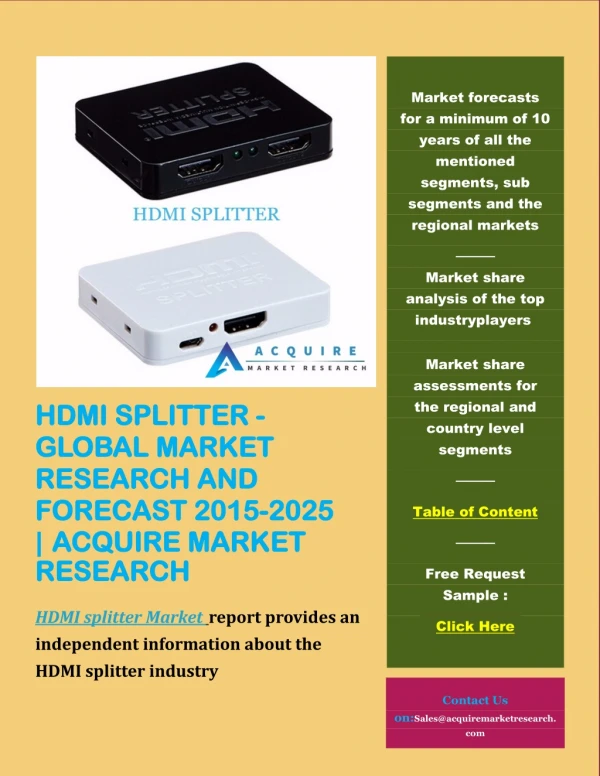 HDMI splitter - Global Market Research and Forecast 2015-2025