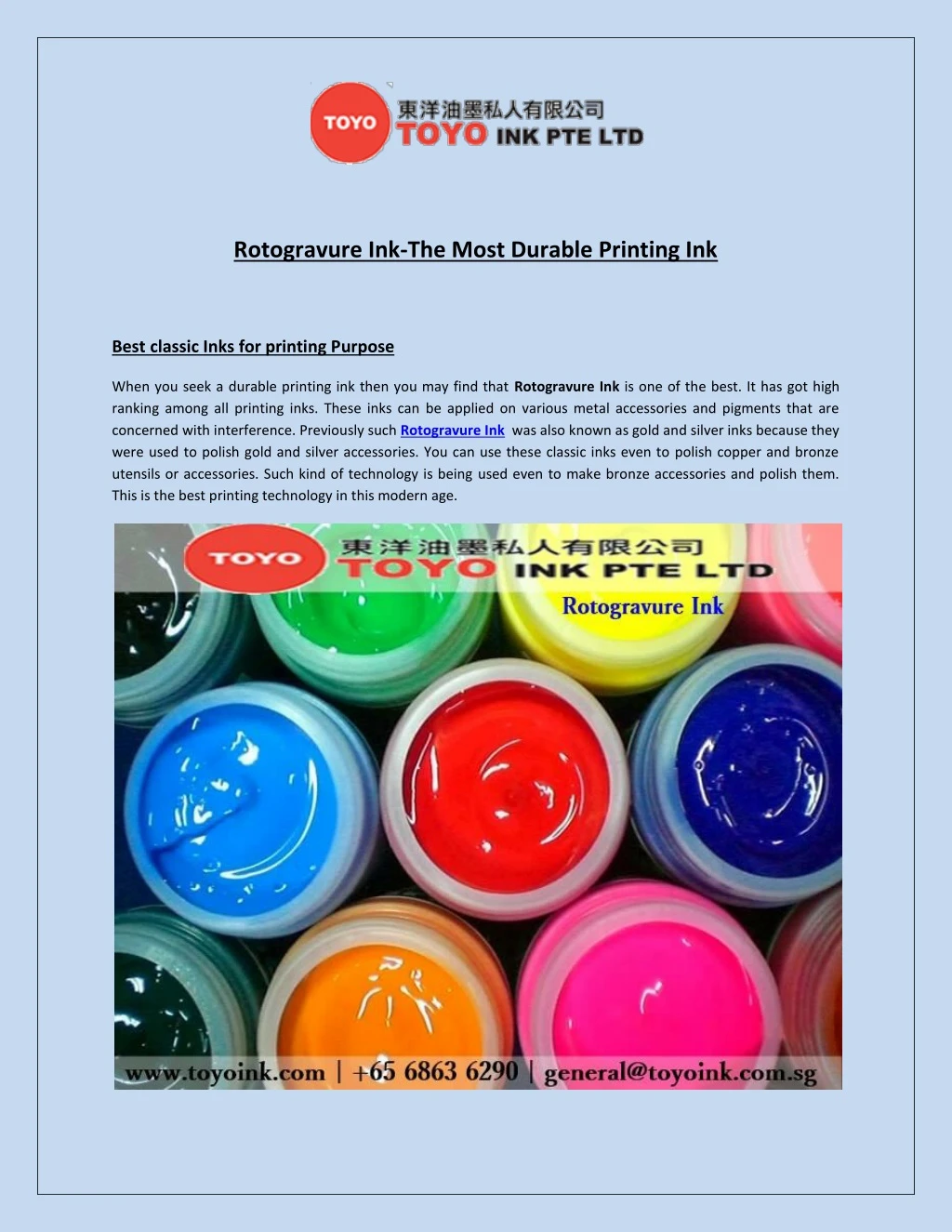 rotogravure ink the most durable printing ink