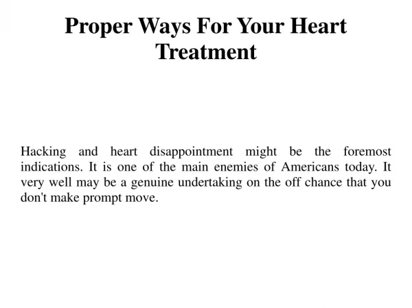 Proper Ways For Your Heart Treatment