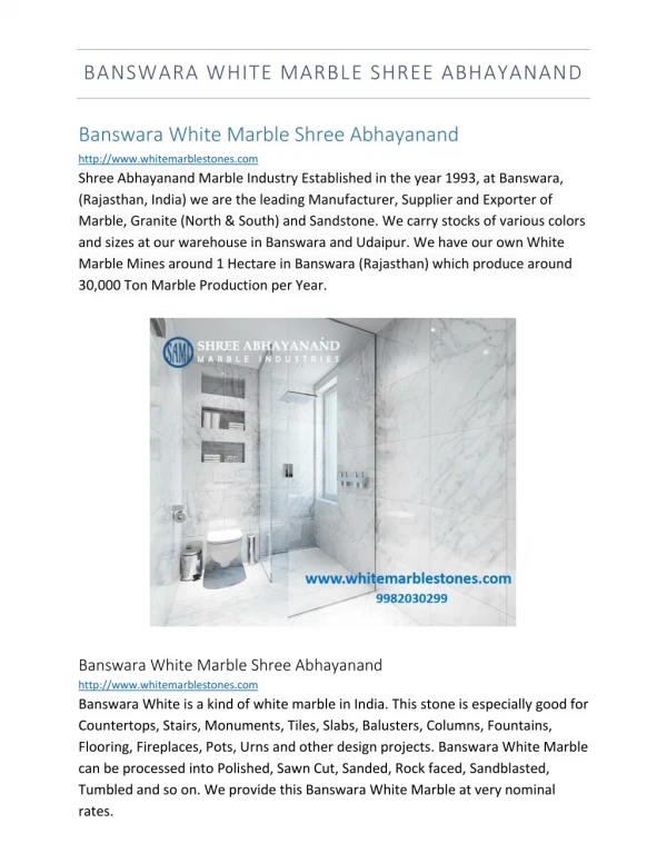banswara white marble shree abhayanand