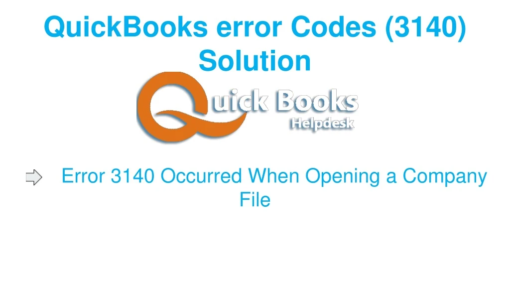 quickbooks error codes 3140 solution