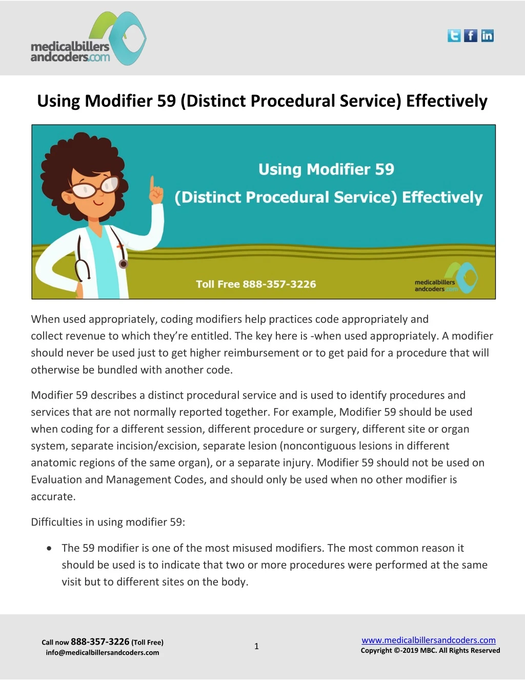 using modifier 59 distinct procedural service