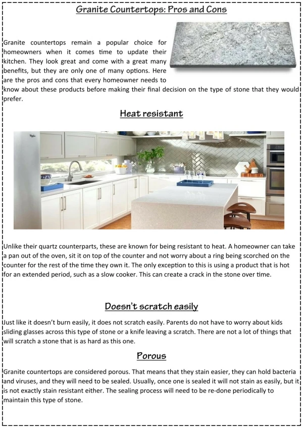 Granite Countertops Pros and Cons